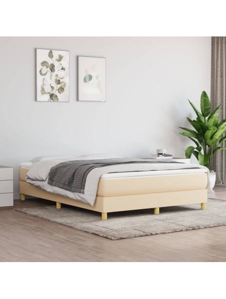 Boxspringbett mit Matratze Creme 140x190 cm Stoff