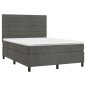 Boxspringbett mit Matratze & LED Dunkelgrau 140x190 cm Samt