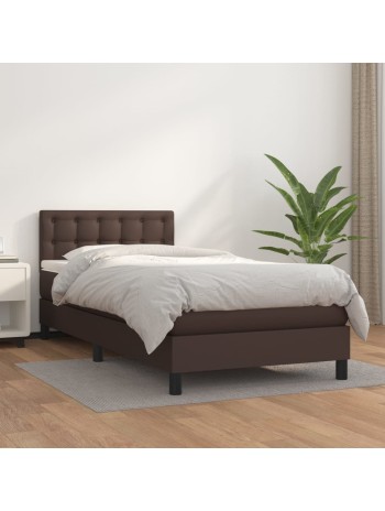 Boxspringbett mit Matratze Braun 90x200 cm Kunstleder