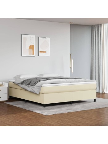 Boxspringbett mit Matratze Creme 180x200 cm Kunstleder