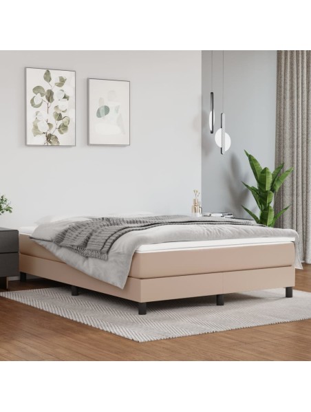 Boxspringbett Cappuccino-Braun 140x190 cm Kunstleder