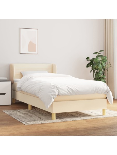 Boxspringbett mit Matratze Creme 100x200 cm Stoff