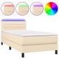 Boxspringbett mit Matratze & LED Creme 100x200 cm Stoff