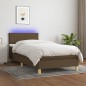 Boxspringbett mit Matratze & LED Dunkelbraun 90x190 cm Stoff