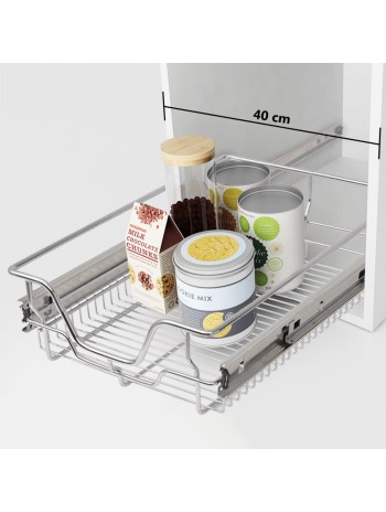 3-stufiger Küchen-Drahtkorb Ausziehbar Silbern 47x15,5x55,5 cmHome-Essentials