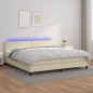 Boxspringbett mit Matratze & LED Creme 200x200 cm Kunstleder