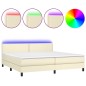 Boxspringbett mit Matratze & LED Creme 200x200 cm Kunstleder