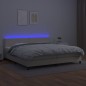 Boxspringbett mit Matratze & LED Creme 200x200 cm Kunstleder