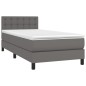 Boxspringbett mit Matratze & LED Grau 80x200 cm Kunstleder