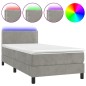 Boxspringbett mit Matratze & LED Hellgrau 100x200 cm Samt