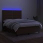 Boxspringbett mit Matratze & LED Dunkelbraun 140x190 cm Stoff