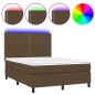 Boxspringbett mit Matratze & LED Dunkelbraun 140x200 cm Stoff