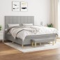 Boxspringbett mit Matratze Hellgrau 160x200 cm Stoff