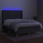 Boxspringbett mit Matratze & LED Dunkelgrau 140x190 cm Stoff