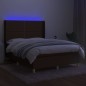 Boxspringbett mit Matratze & LED Dunkelbraun 140x200 cm Stoff