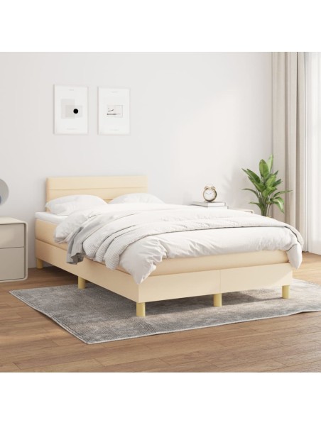 Boxspringbett mit Matratze Creme 120x200 cm Stoff