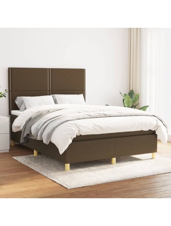 Boxspringbett mit Matratze Dunkelbraun 140x200 cm Stoff