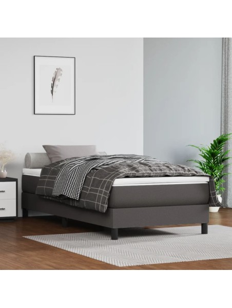 Boxspringbett Grau 100x200 cm Kunstleder