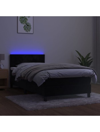 Boxspringbett mit Matratze & LED Schwarz 80x200 cm Samt