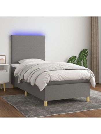 Boxspringbett mit Matratze & LED Dunkelgrau 80x200 cm Stoff