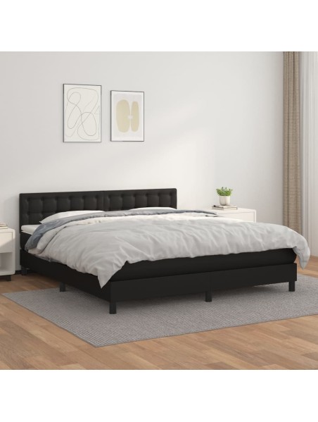 Boxspringbett mit Matratze Schwarz 160x200 cm Kunstleder