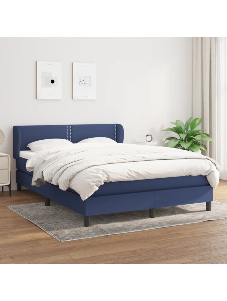 Boxspringbett mit Matratze Blau 140x190 cm Stoff