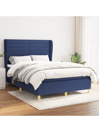 Boxspringbett mit Matratze Blau 140x190 cm Stoff