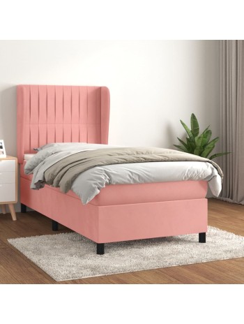 Boxspringbett mit Matratze Rosa 90x200 cm Samt