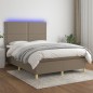 Boxspringbett mit Matratze & LED Taupe 140x200 cm Stoff