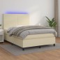 Boxspringbett mit Matratze & LED Creme 140x200 cm Kunstleder