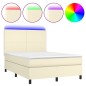 Boxspringbett mit Matratze & LED Creme 140x200 cm Kunstleder