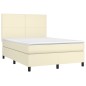 Boxspringbett mit Matratze & LED Creme 140x200 cm Kunstleder