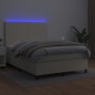 Boxspringbett mit Matratze & LED Creme 140x200 cm Kunstleder