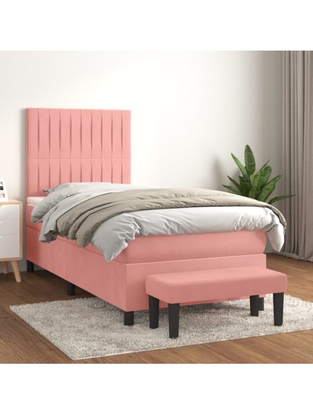 Boxspringbett mit Matratze Rosa 90x200 cm Samt