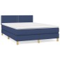 Boxspringbett mit Matratze Blau 140x190 cm Stoff