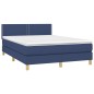 Boxspringbett mit Matratze Blau 140x190 cm Stoff