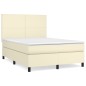 Boxspringbett mit Matratze Creme 140x200 cm Kunstleder