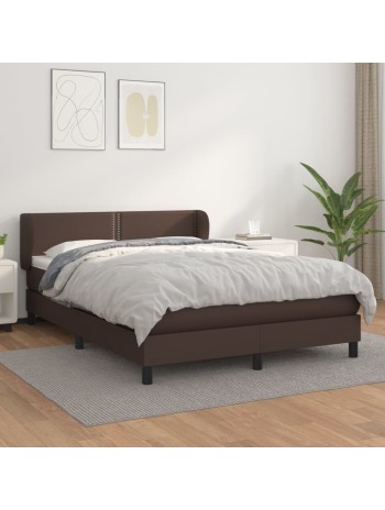 Boxspringbett mit Matratze Braun 140x200 cm Kunstleder