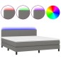 Boxspringbett mit Matratze & LED Dunkelgrau 160x200 cm Stoff