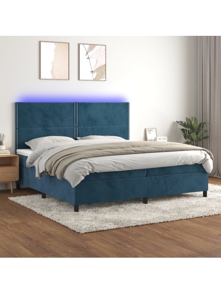 Boxspringbett mit Matratze & LED Dunkelblau 200x200 cm Samt