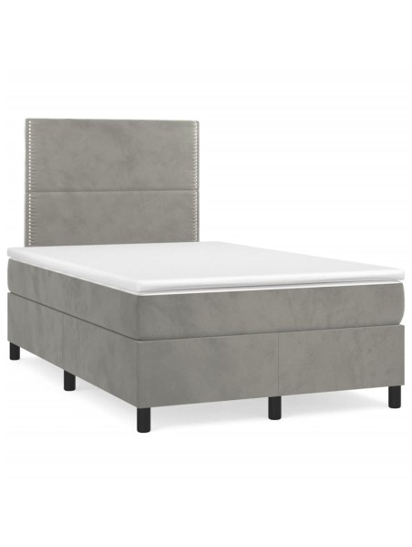 Boxspringbett mit Matratze Hellgrau 120x200 cm Samt