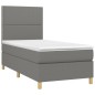 Boxspringbett mit Matratze & LED Dunkelgrau 90x190 cm Stoff