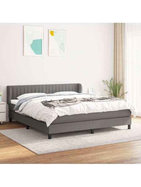 Boxspringbett mit Matratze Dunkelgrau 160x200 cm Stoff