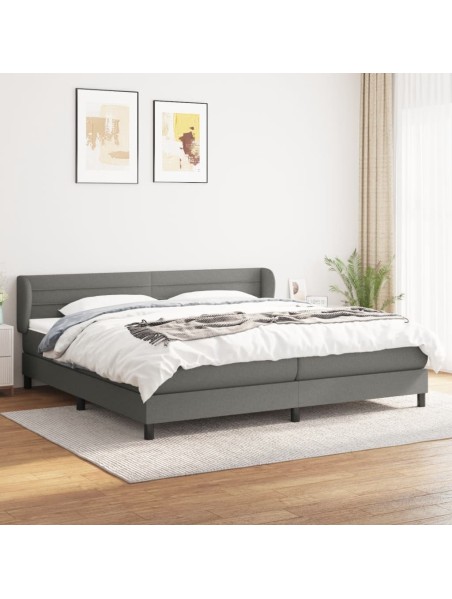 Boxspringbett mit Matratze Dunkelgrau 200x200 cm Stoff