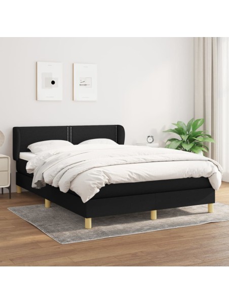 Boxspringbett mit Matratze Schwarz 140x200 cm Stoff