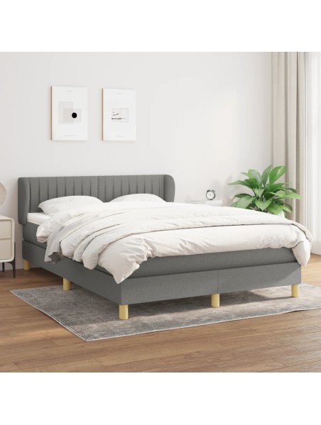 Boxspringbett mit Matratze Dunkelgrau 140x200 cm Stoff