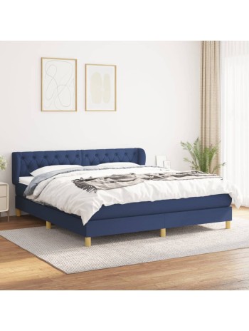 Boxspringbett mit Matratze Blau 160x200 cm Stoff