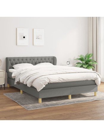 Boxspringbett mit Matratze Dunkelgrau 140x190 cm Stoff