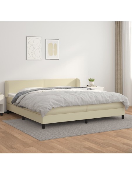 Boxspringbett mit Matratze Creme 200x200 cm Kunstleder