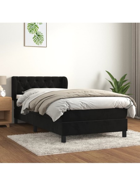 Boxspringbett mit Matratze Schwarz 80x200 cm Samt